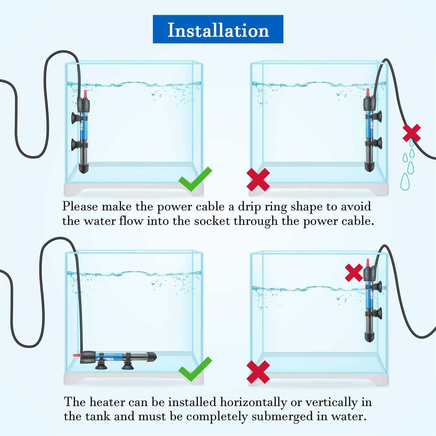 Hitop-Fish Hitop 50W/100W/300W Adjustable Aquarium Heater - Image 3
