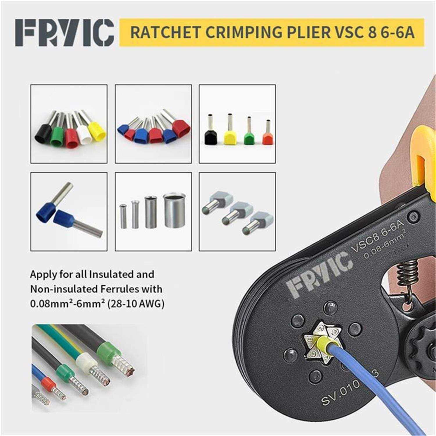 Fryic Hexagonal Self-Adjusting Crimper Plier VSC8 6-6A Used for AW - Image 3