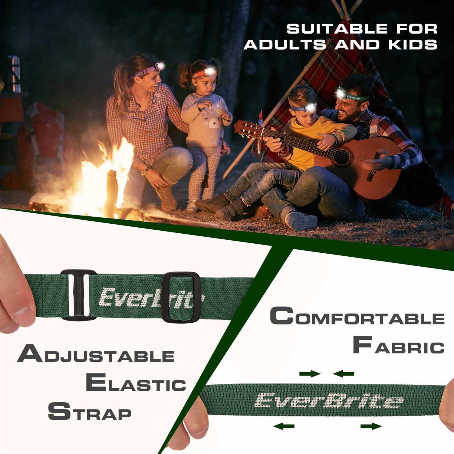 EverBrite Headlamp, 2 Pack Kids Headlamp with Red Light and Memory Function, Head Lamp for Adults and Kids with 5 Modes - Image 3