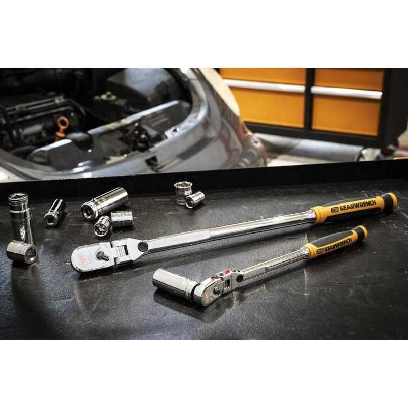 GearWrench 0.25 & 0.37 in. Drive 120XP Dual Material Handle Locking Flex Head Ratchet Set 2 Piece - Image 3