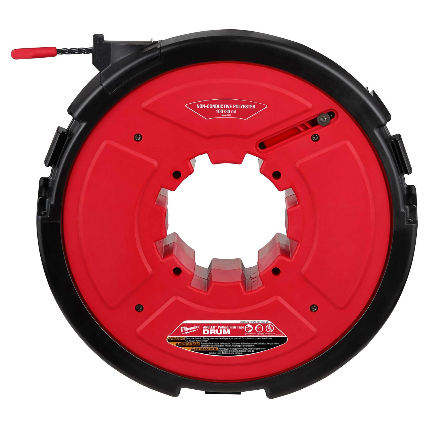 Milwaukee 48-44-5195 M18 FUEL Angler 100' Non-Conductive Polyester Pulling Fish Tape Drum