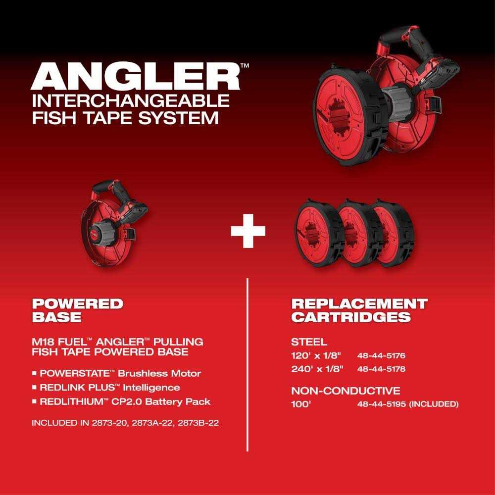 Milwaukee 48-44-5195 M18 FUEL Angler 100' Non-Conductive Polyester Pulling Fish Tape Drum - Image 2