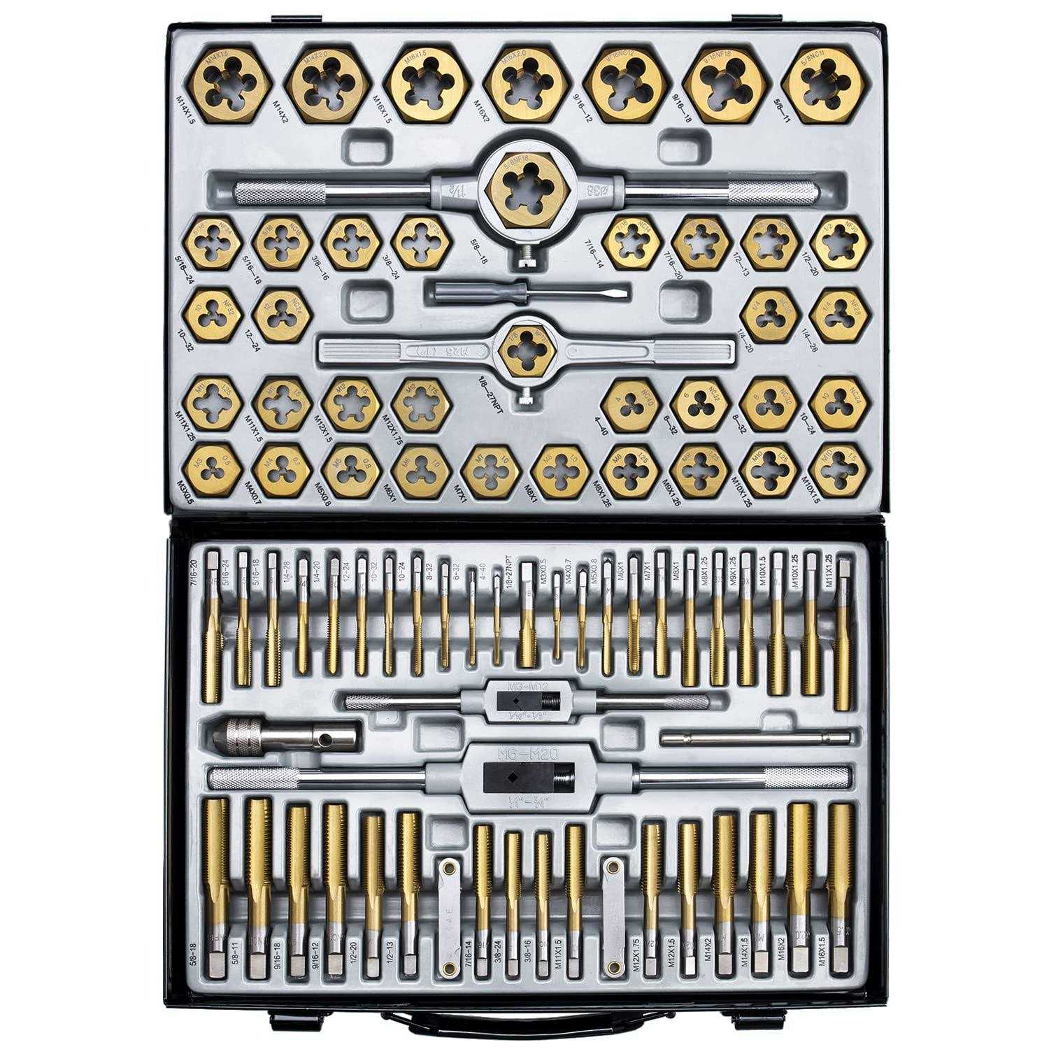 86-Piece Master Tap and Hex Die Set Premium Titanium Coating SAE Size #4 to 5/8” - Image 5
