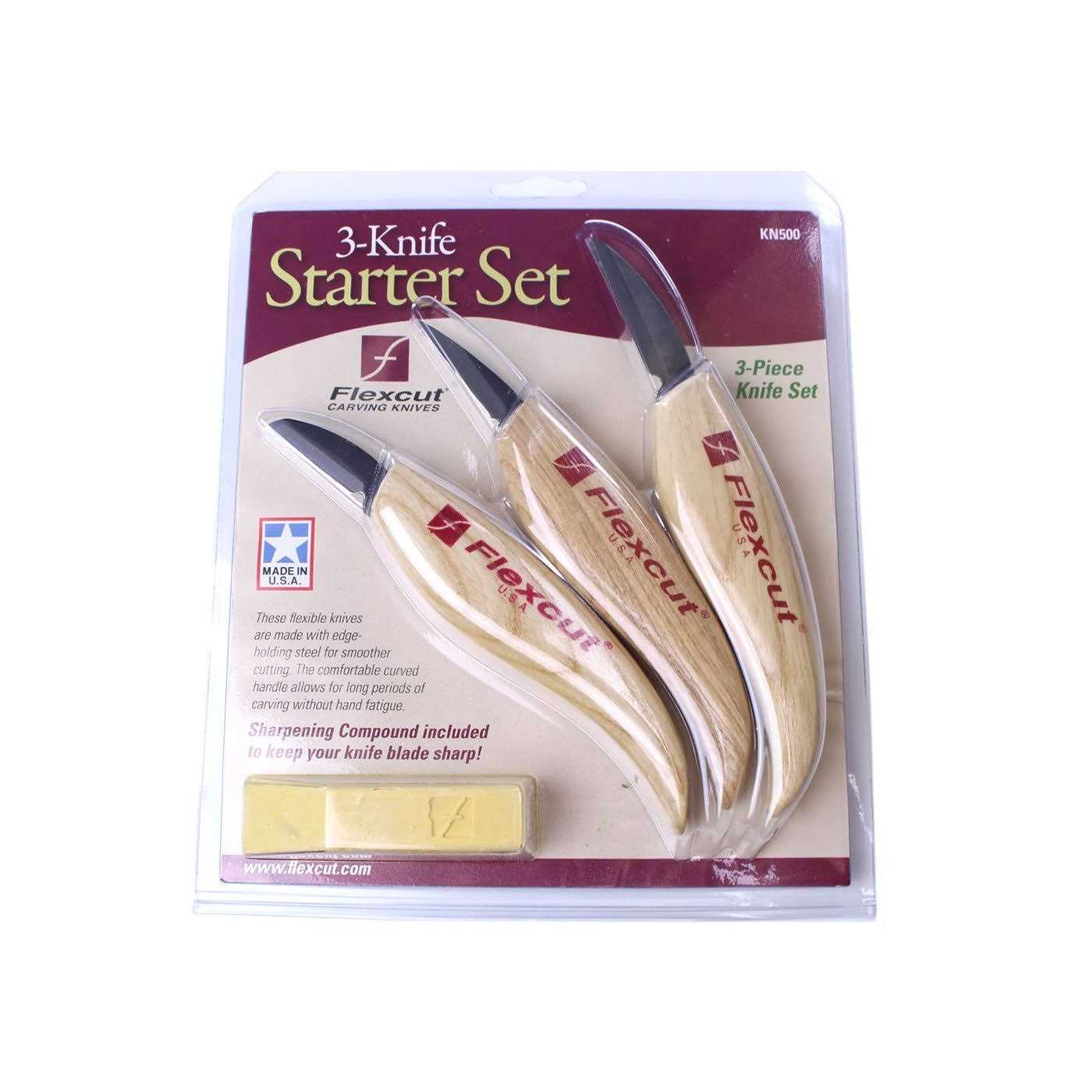 Flexcut Carving Knives, Starter Set, with Ergonomic Handles and Carbon Steel Blades - Image 3