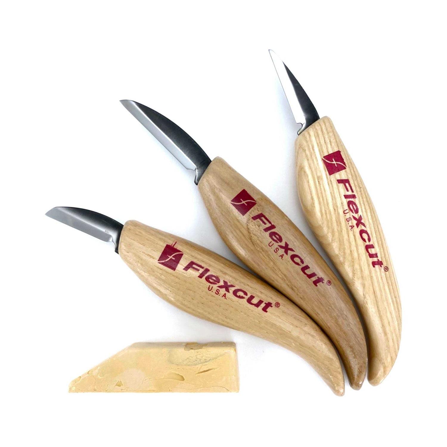 Flexcut Carving Knives, Starter Set, with Ergonomic Handles and Carbon Steel Blades - Image 4