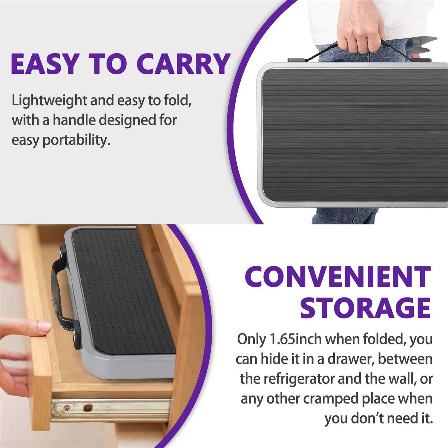 Ylebs Metal Step Stool,Portable Foot Stool with Reflective Handle,Foldable Non Slip 330lbs Capacity 1 Stepping Stools for Bed Office RV Adult Use - Image 5