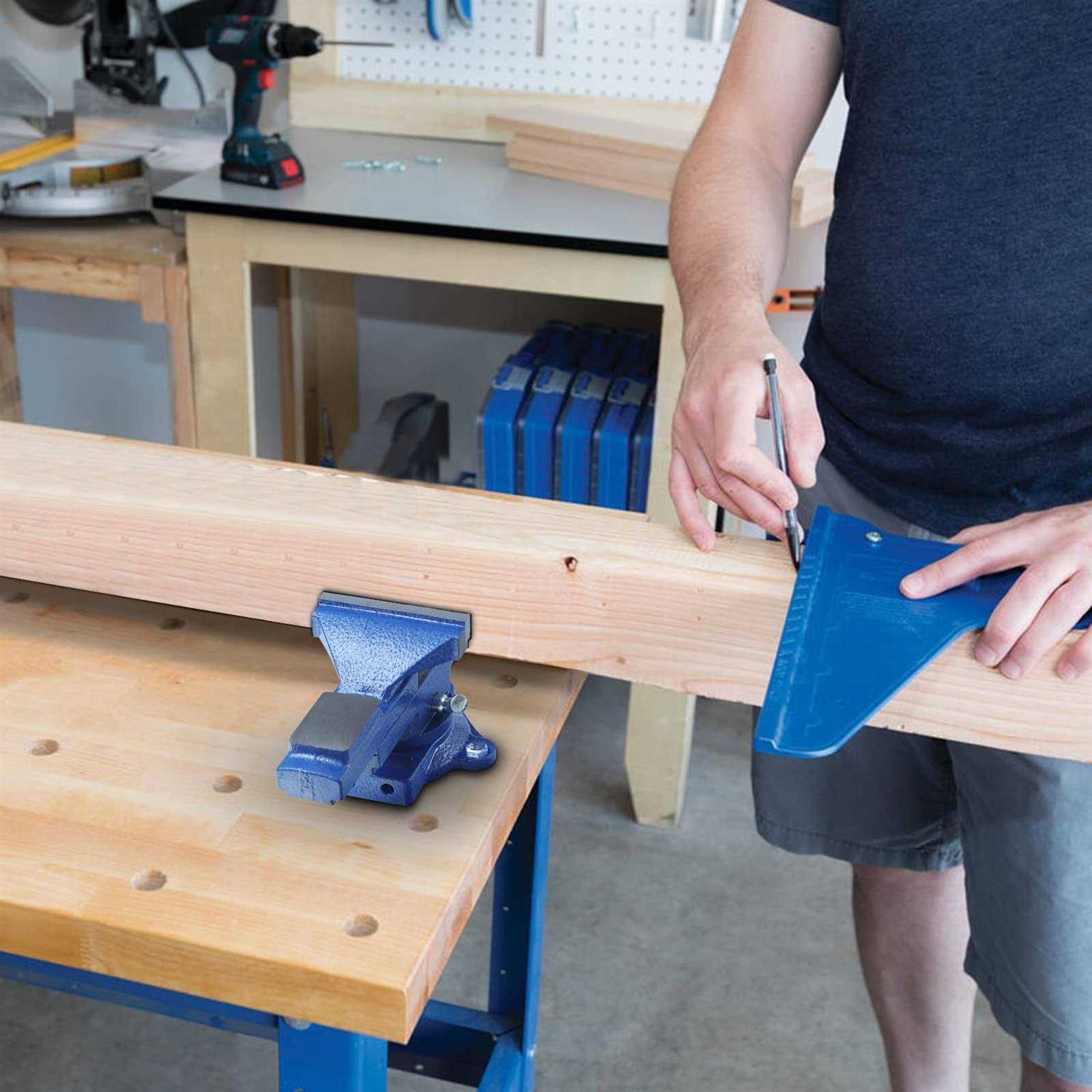 Bench Vise Dual-Purpose Combined Bench Clamp Heavy Duty Table Vise with Swivel Base for Woodworking - Image 3