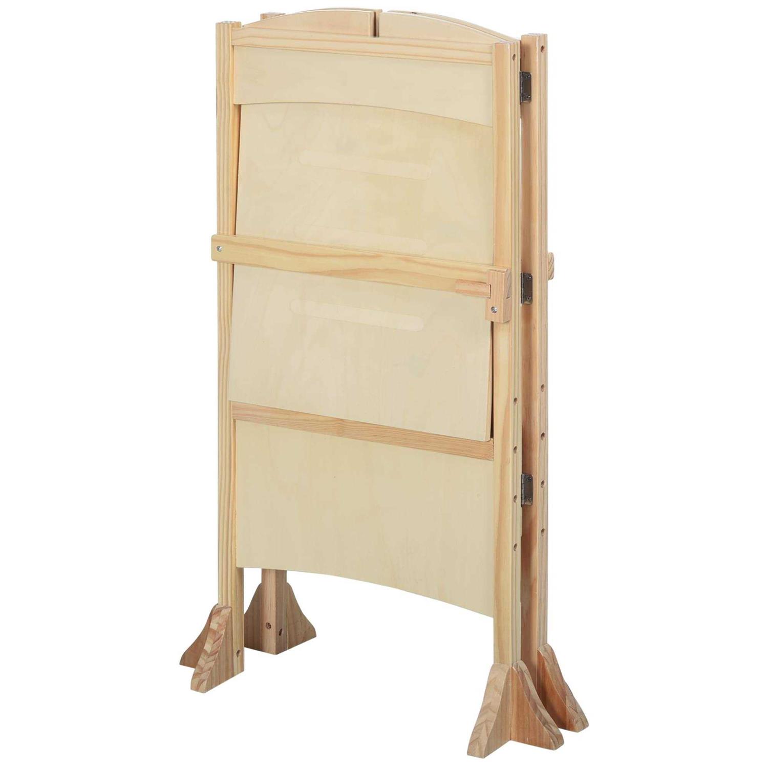 Qaba Wooden Kitchen Step Stool for Kids Foldable Toddler Tower Helper Stool for Kitchen Counter with Support Handles Safety Rail - Image 4