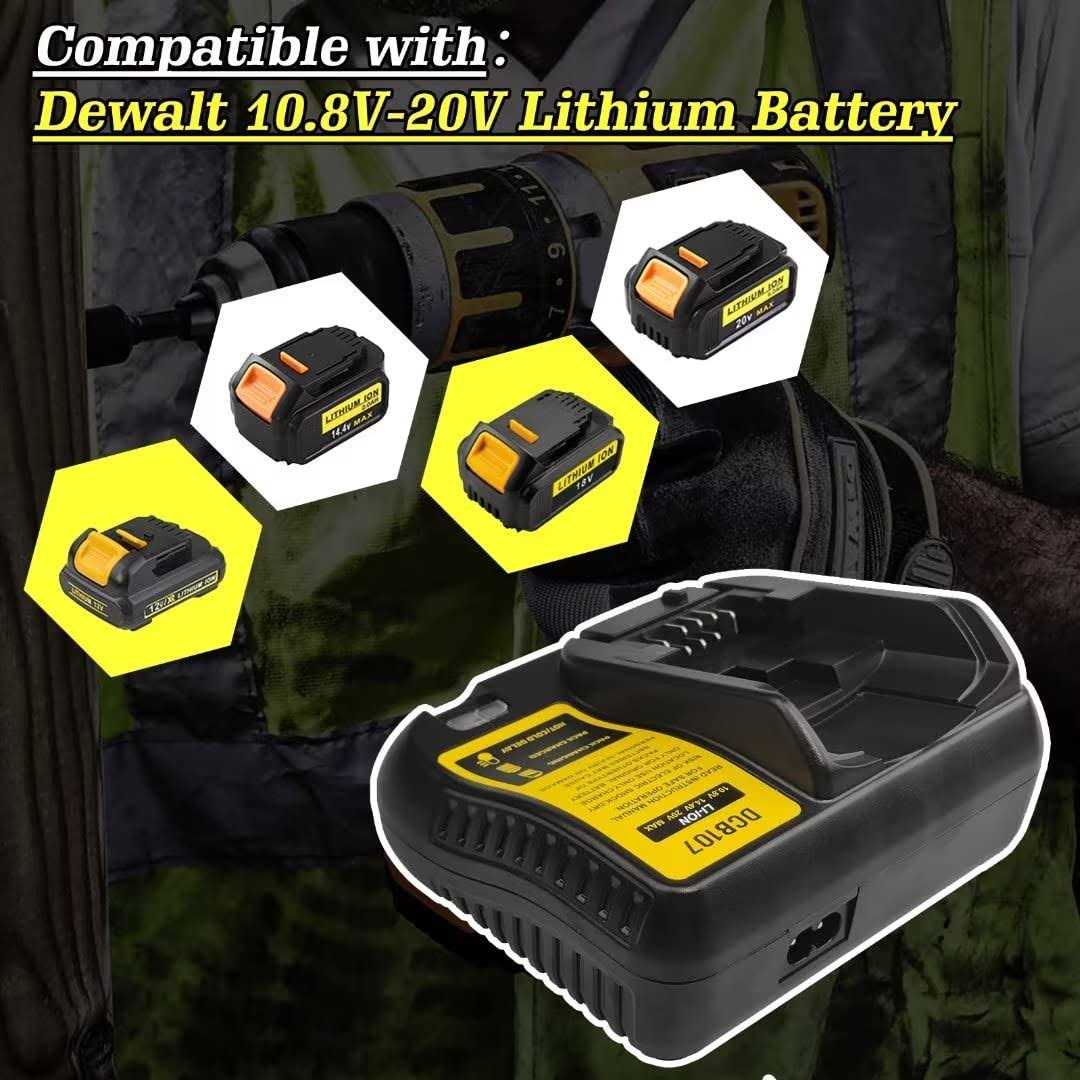 Replacement for Dewalt DCB107 10.8V-20V Max Lithium Charger Compatible with Dewalt DCB120 DCB127 DCB207 DCB206 DCB204 DCB200-2 DCB200 DCB180 - Image 5