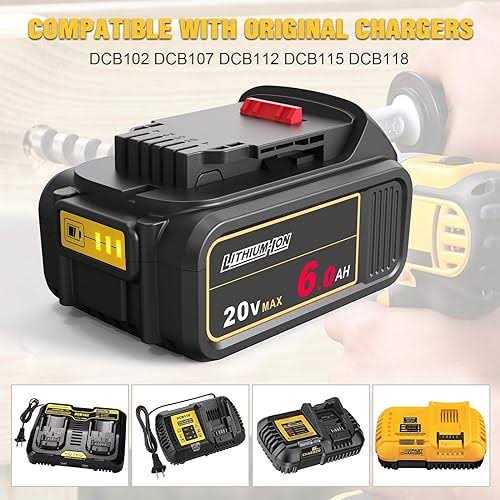 Amicross DCB206 20V 6.0Ah Max XR LED Display Replacement Battery Compatible with DeWalt Dcs356b - Image 4