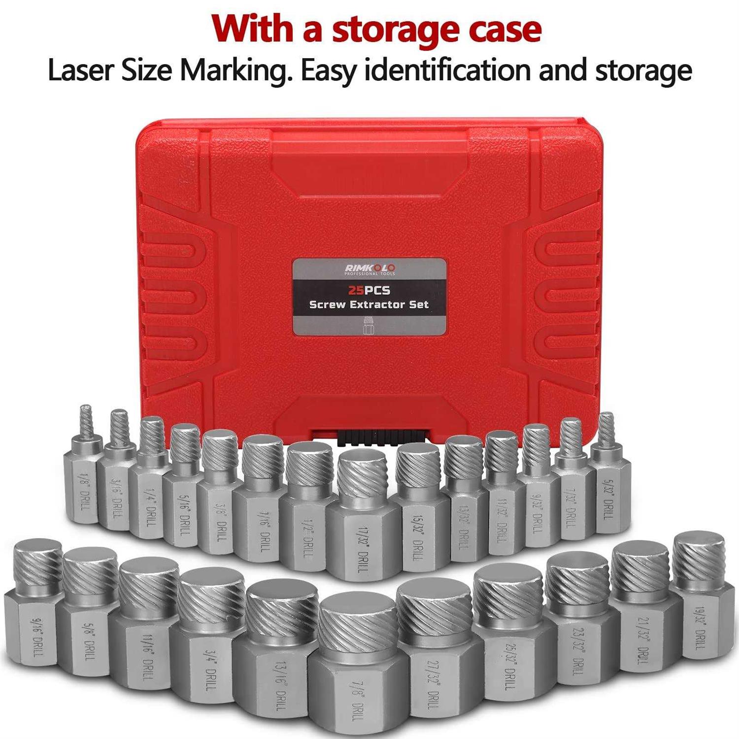 RIMKOLO 25-Piece Screw Extractor Set Multi-spline Extractor Set Easy Out Bolt Extractors CR-MO Bolt Remover for Removing Broken Studs Bolts Socket - Image 4