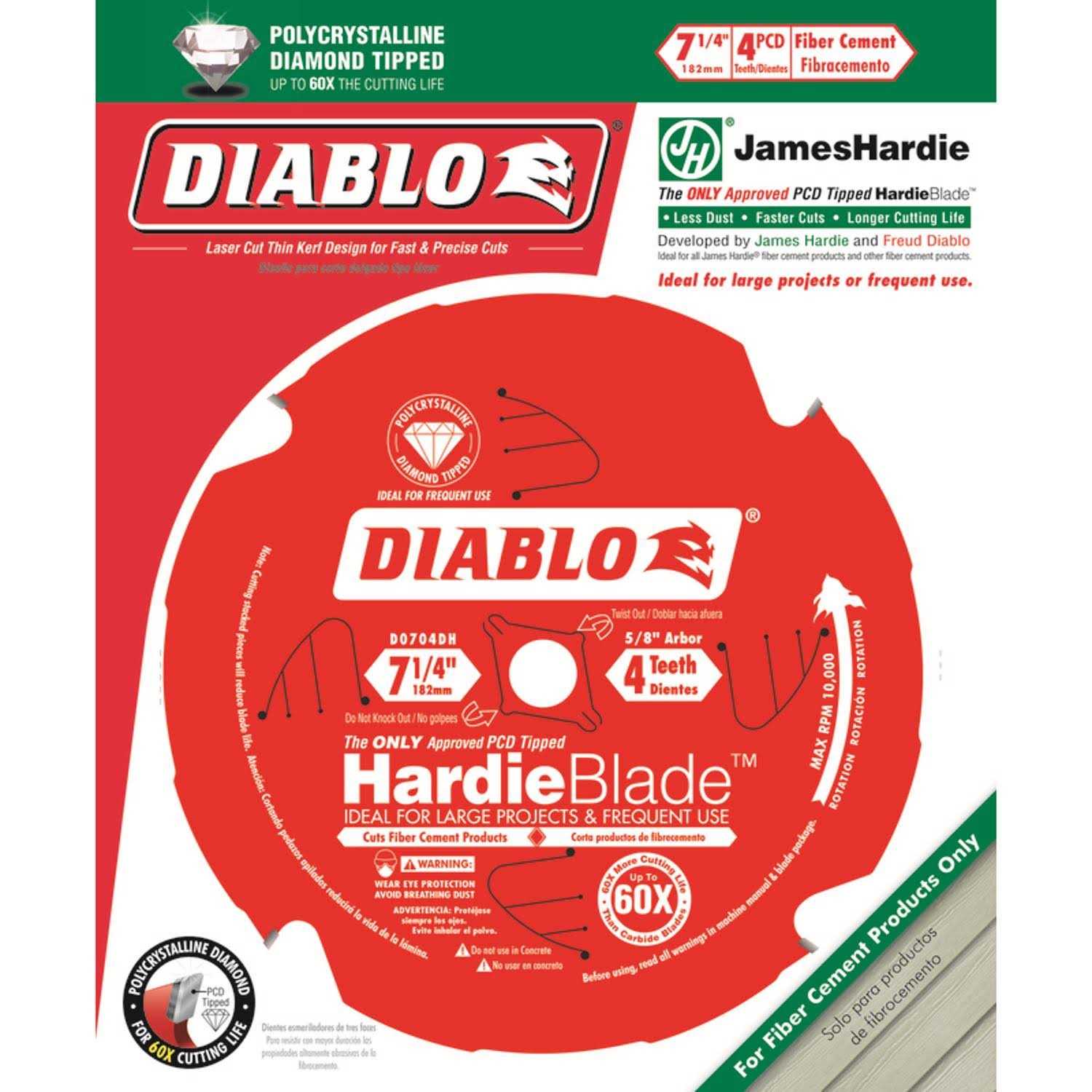 Diablo D0704DH 7-1/4 in. 4 Tooth Fiber Cement HardieBlade Saw Blade - Image 5