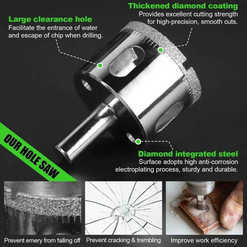 MARSBASE Diamond Hole Saw Kit 17pcs Drill Bits Sets with Double Suction Cups Guide Jig Fixture from 4mm-83mm Hollow Drill Set for Ceramic - Image 4