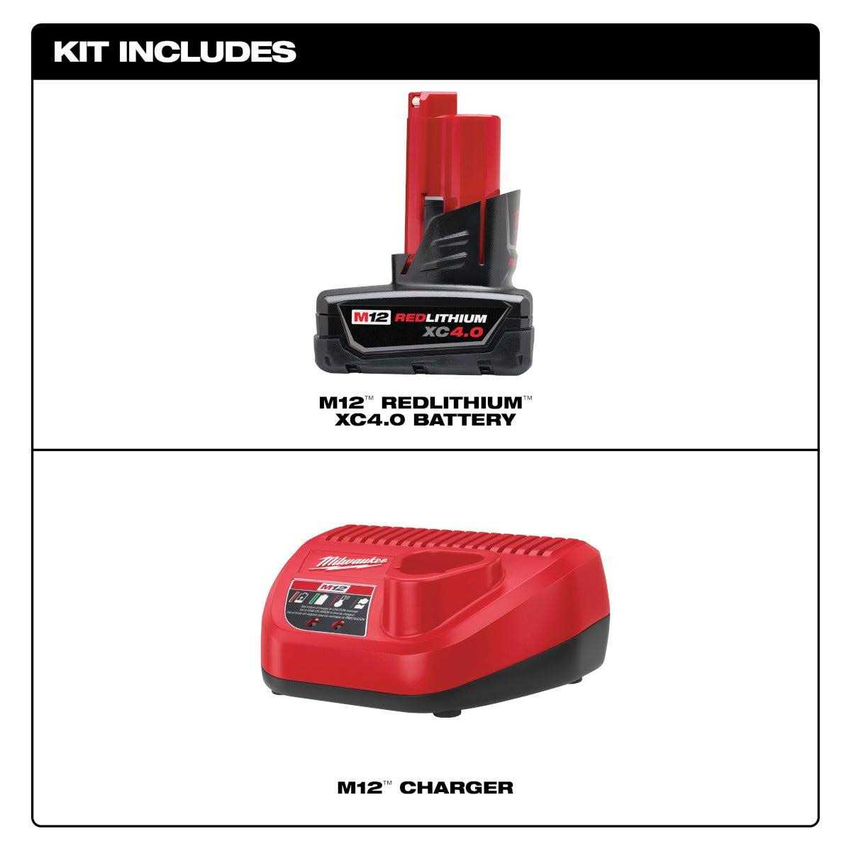 Milwaukee 48-59-2440B M12 XC 4.0AH Battery and Charger Starter Kit - Image 3
