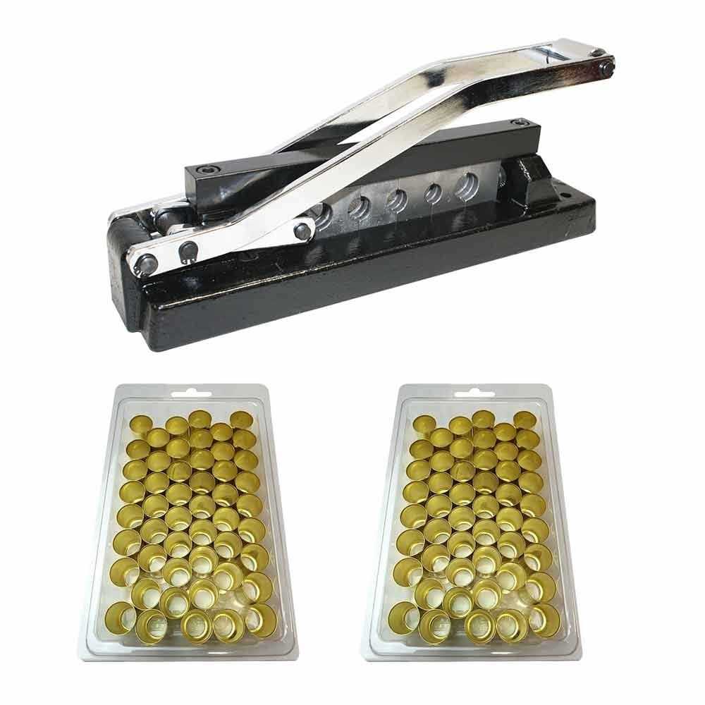 Interstate Pneumatics H8-KIT Heavy-Duty Bench Crimper with Ferrules 0.625 inch ID x 1 inch & 0.656 inch ID x 1 inch