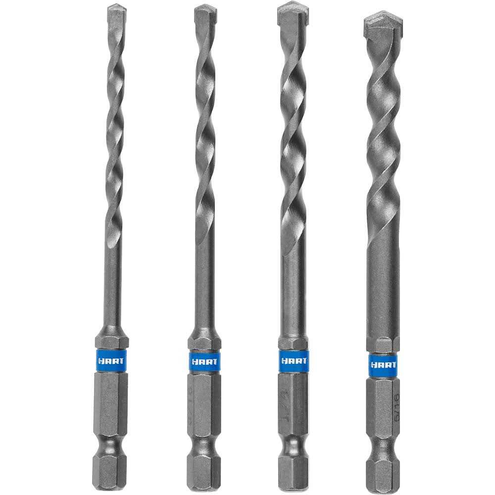Hart 4-Piece Hex Shank Masonry Drill Bit Set