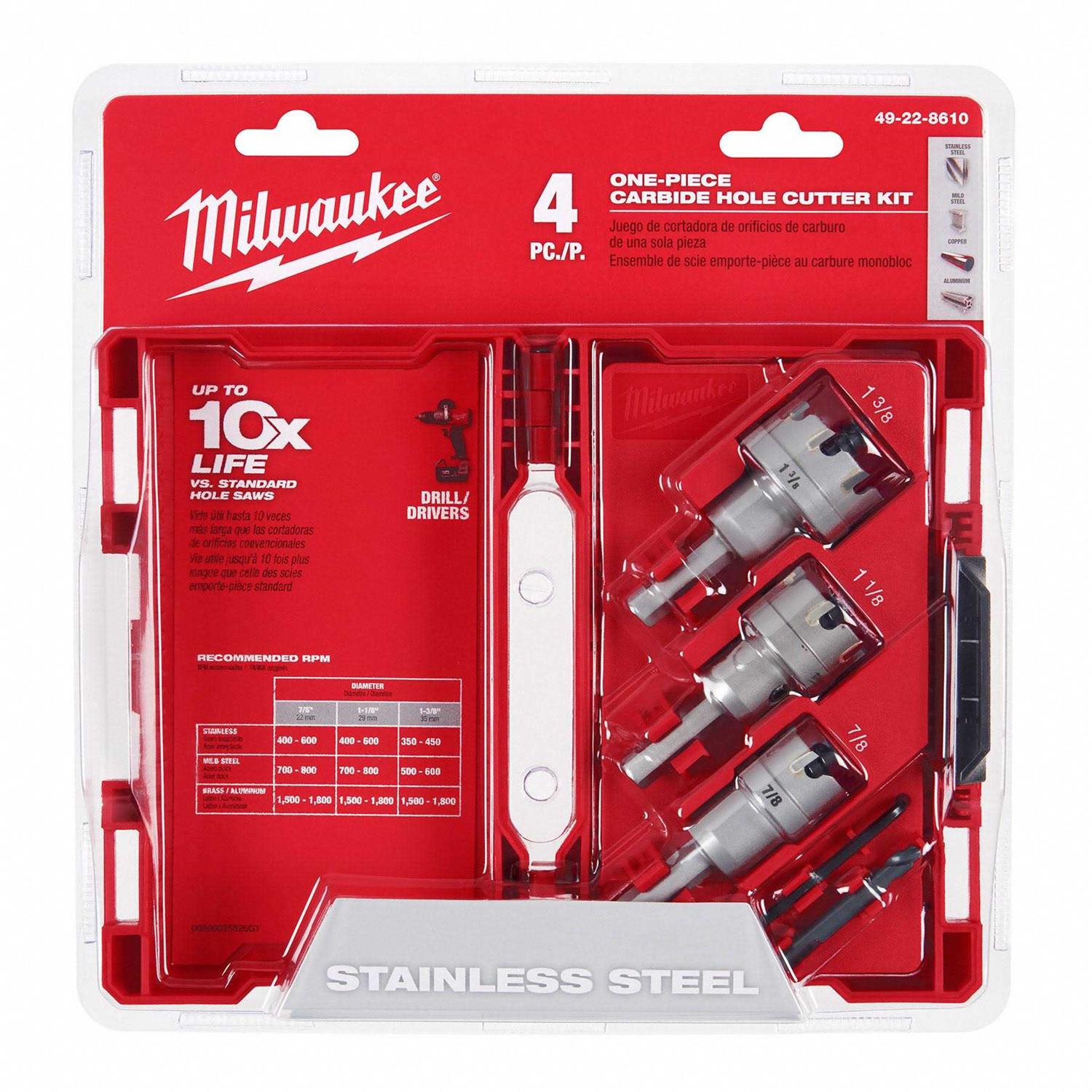 Milwaukee 49-22-8610 One-Piece Carbide Hole Cutter Set