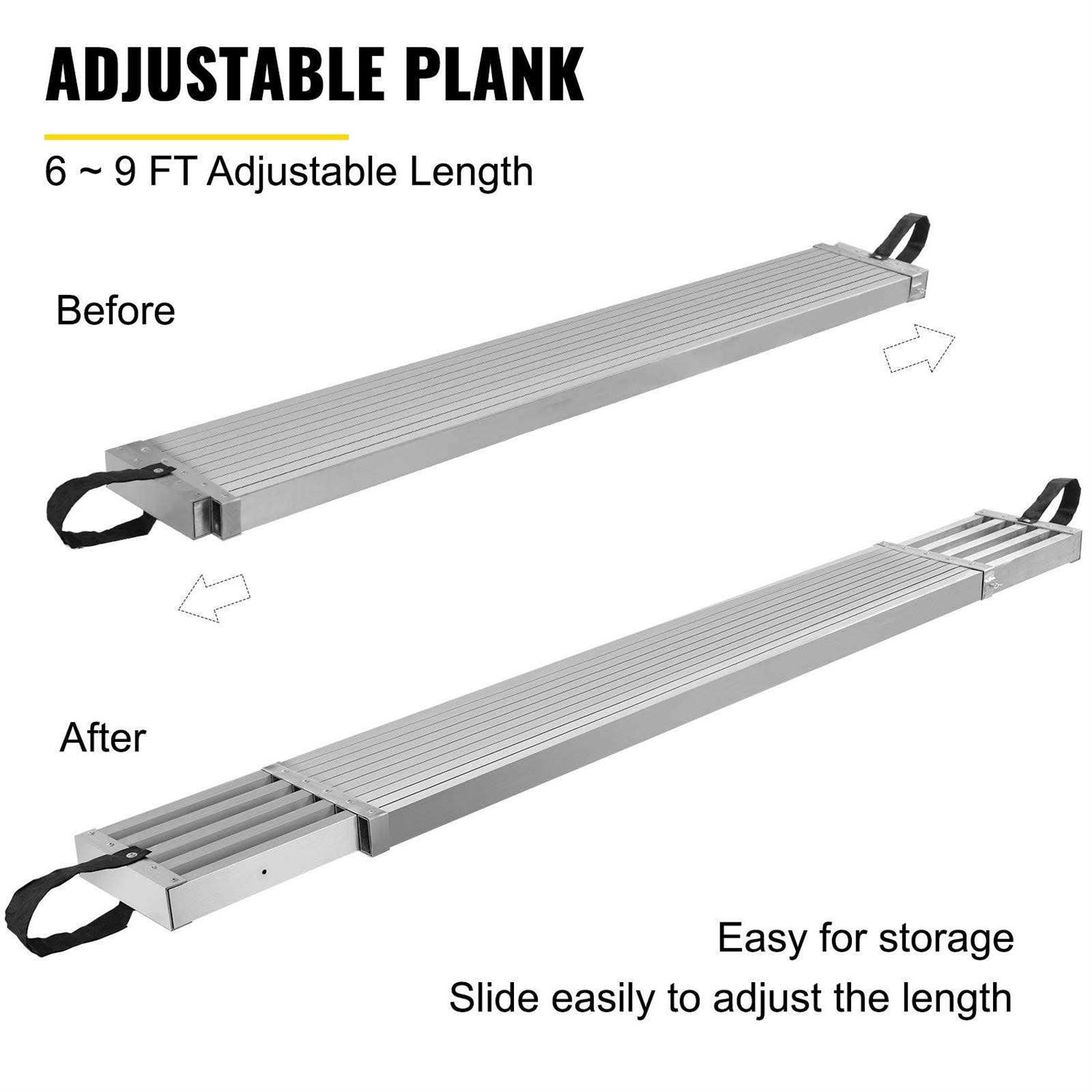 VEVOR Aluminum Work Plank Telescoping Plank 440lbs Capacity Aluminum Extension Plank - Image 5