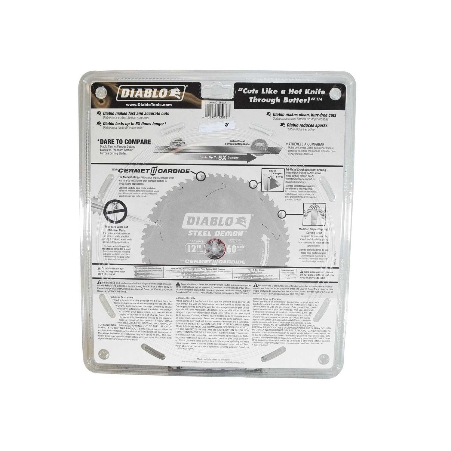 Diablo D1260CF 12 in x 60 Tooth Steel Demon Metal Cutting Saw Blade - Image 4