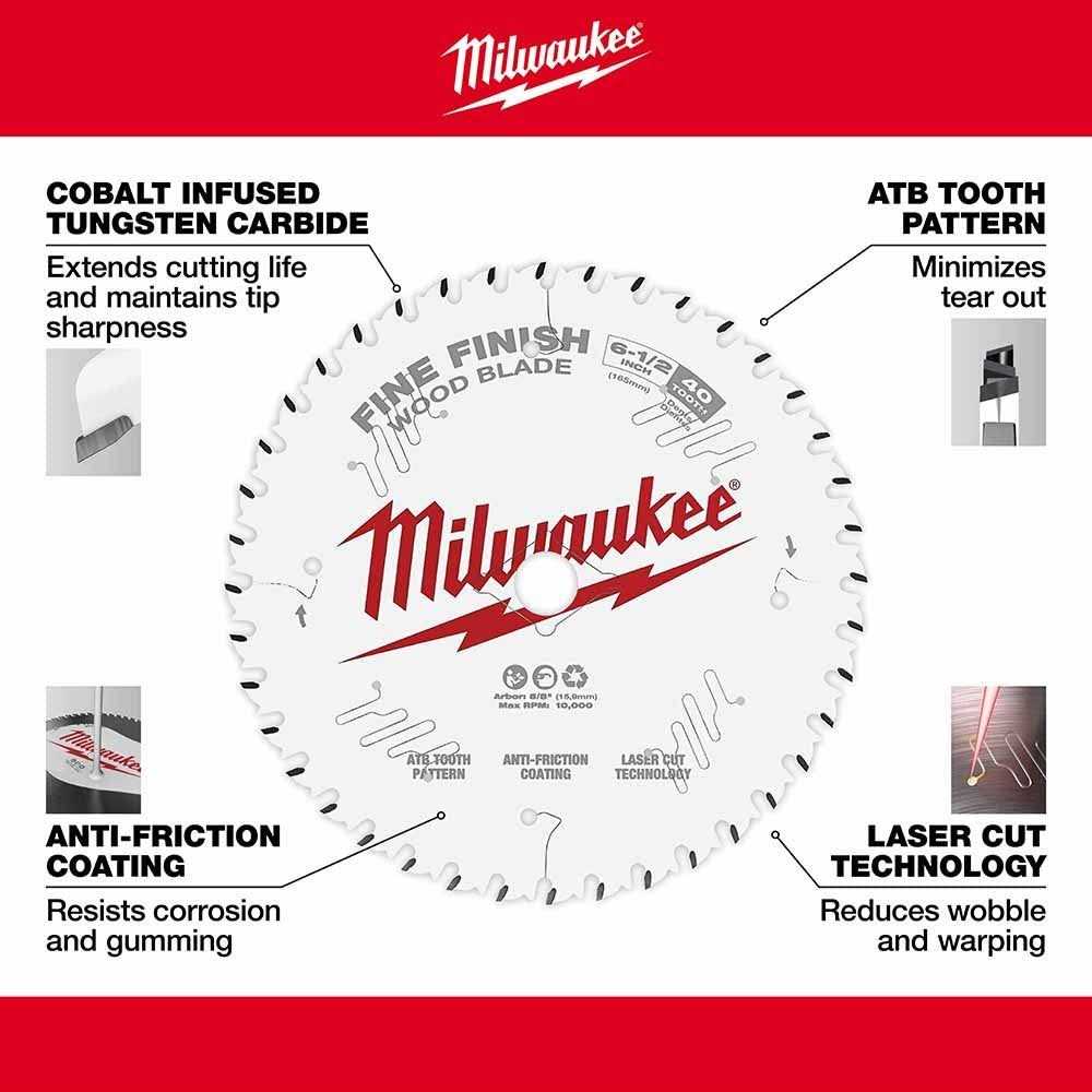 Milwaukee 48-40-0622 6-1/2 in. 40T Fine Finish Circular Saw Blade - Image 3