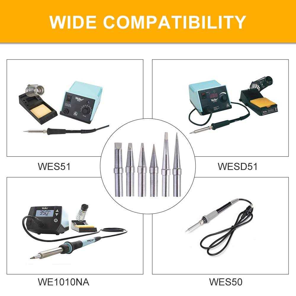 Igreat Solder Tips 6pcs Weller ET Soldering Iron Replacement Tips for WES51/50,WESD51,PES51 / 50,WE1010NA WCC100 Lr21 ET Tip Series - Image 4