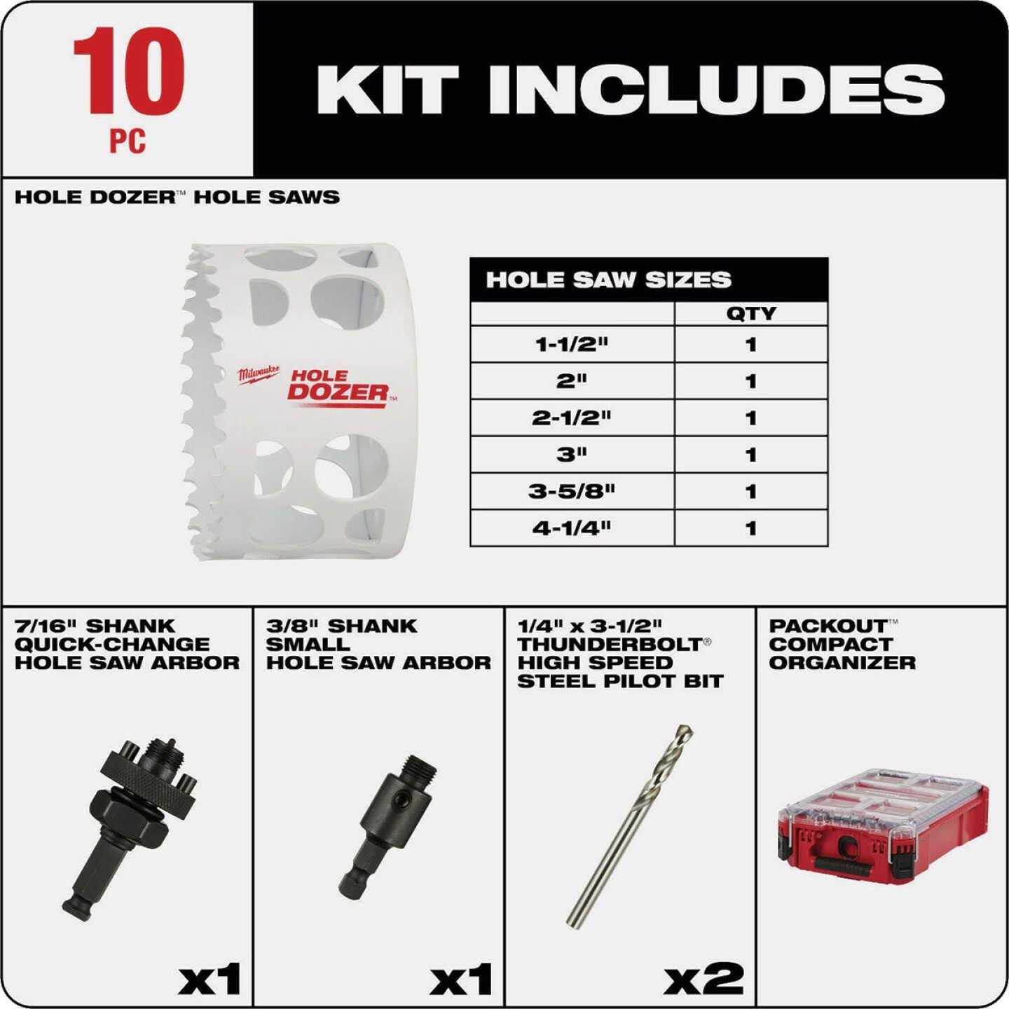 Milwaukee 49-22-5606 PACKOUT Compact Organizer Hole DOZER Hole Saw Kit - Image 2