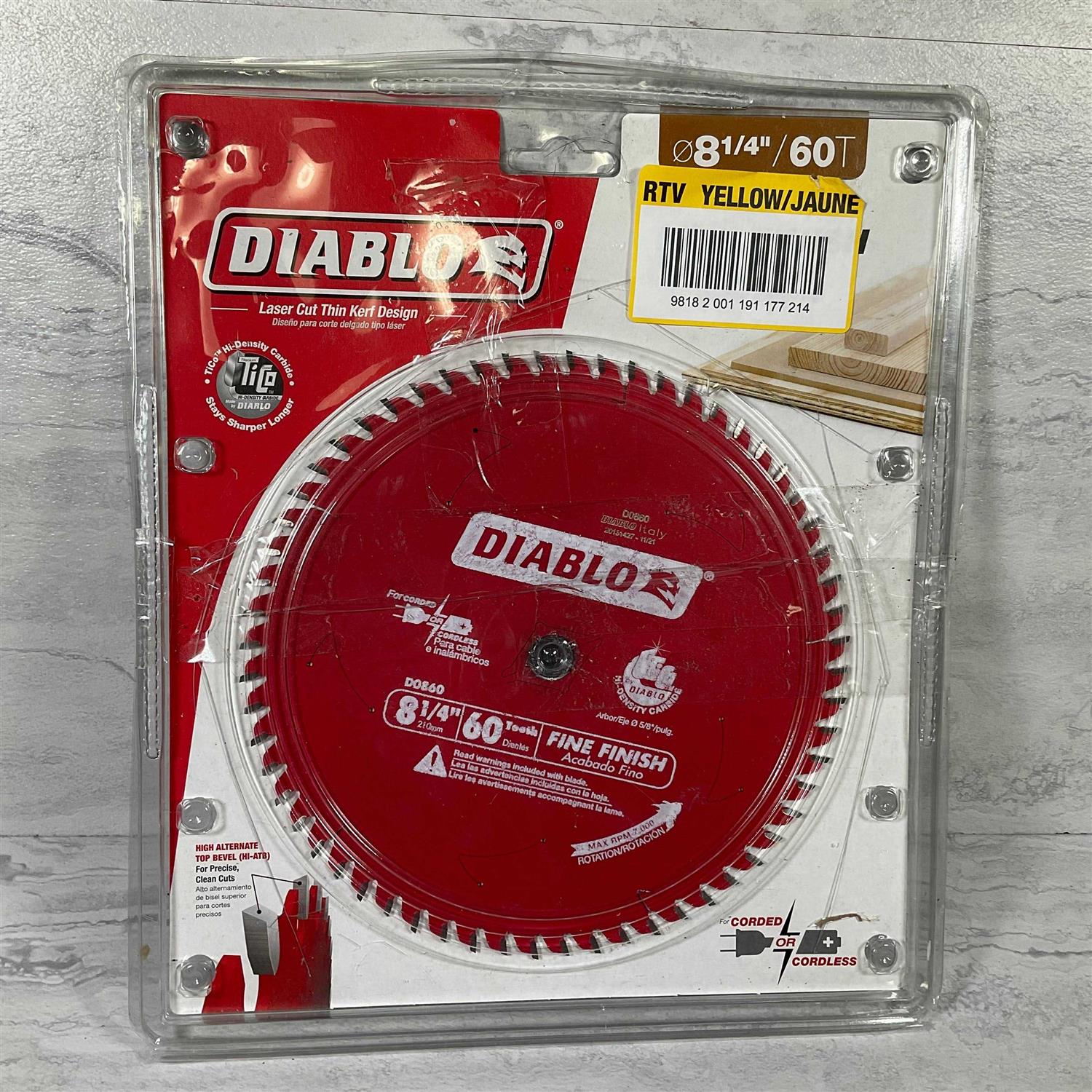 Diablo D0860X 8-1/4 in. 60-Tooth Fine Finish Saw Blade - Image 3
