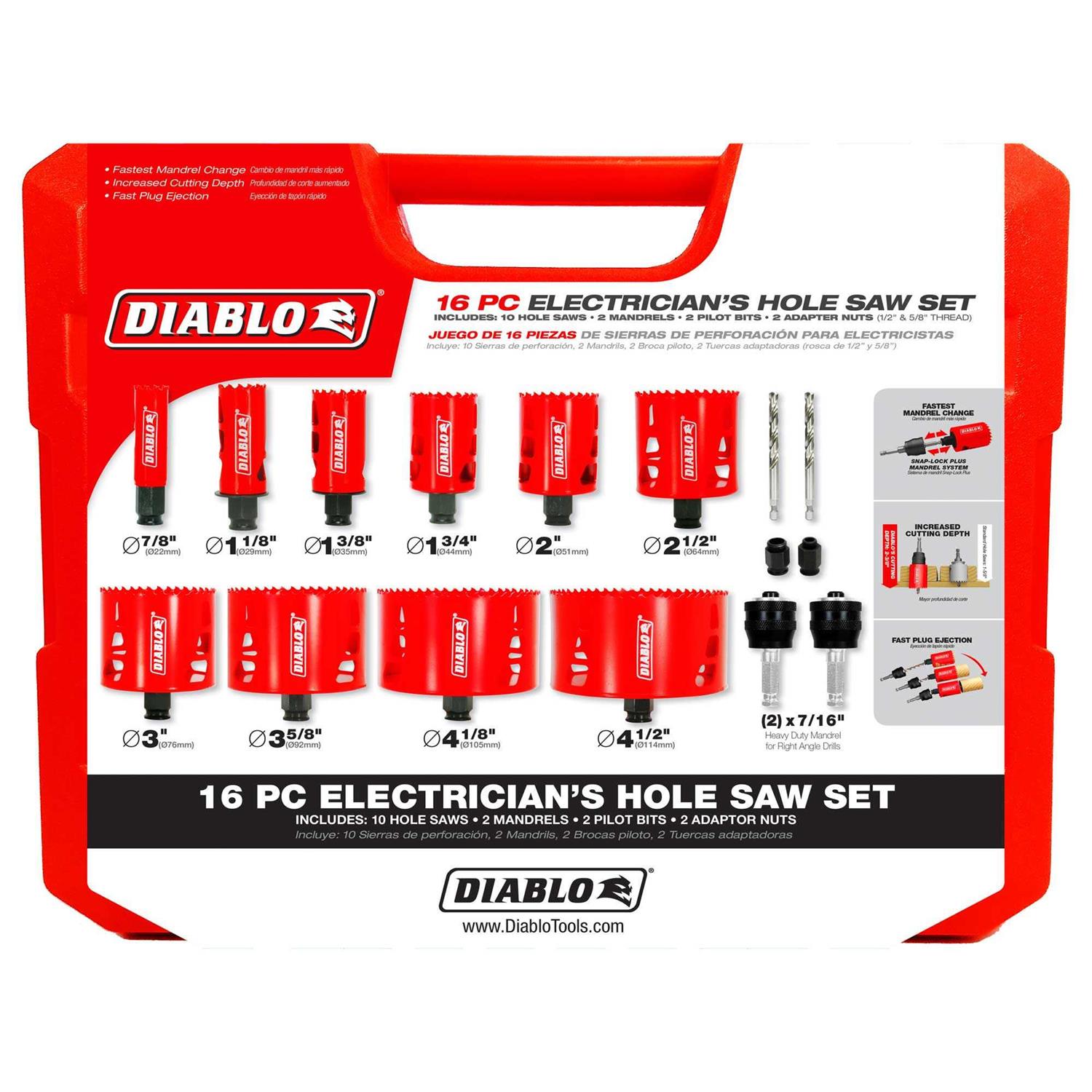 Diablo DHS16SEL 16 pc Electrician's Bi-Metal Hole Saw Set - Image 5