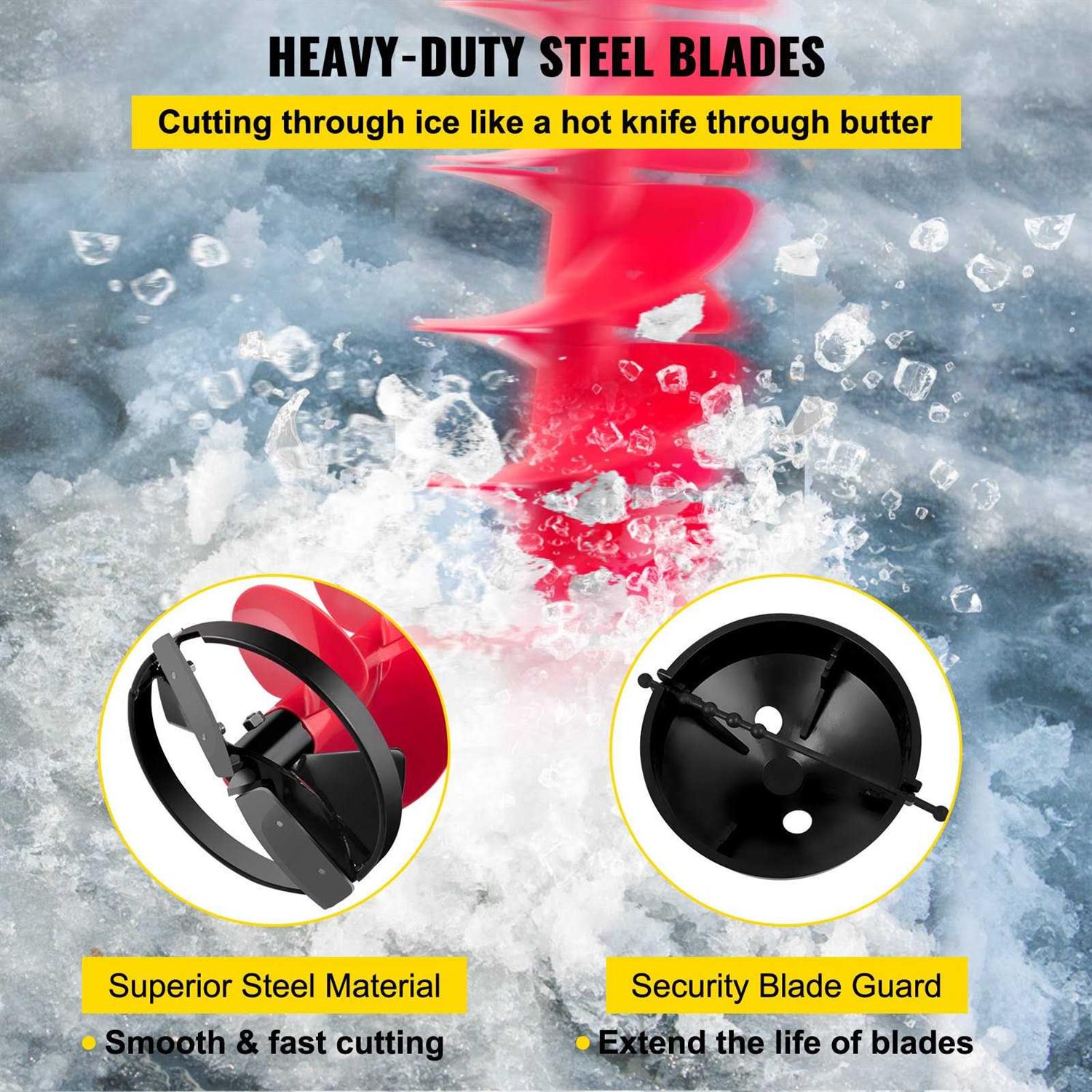 VEVOR Ice Drill Auger 8 Diameter Nylon Ice Auger 39 Length Ice Auger Bit,Auger Drill with 11.8 Extension Rod,Auger Bit w/Drill Adapter,Top Plate BZHSNLYC39348TWTLV0 - Image 4