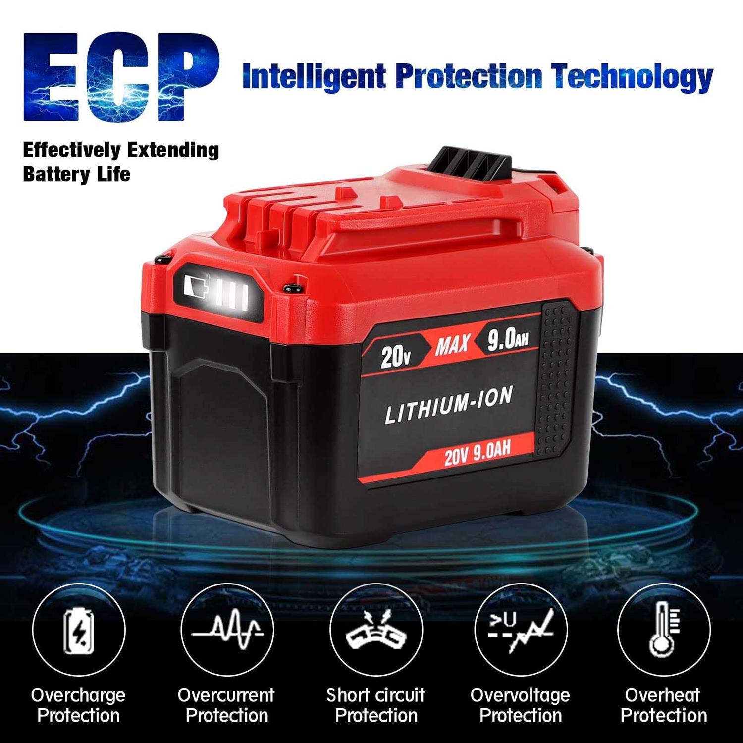 DSANKE CMCB209 9000mAh 20V Lithium-ion Battery Replacement for Craftsman V20 Lithium ion Battery CMCB209 CMCB204 CMCB204-2 CMCB202 CMCB202-2 CMCB201 - Image 4