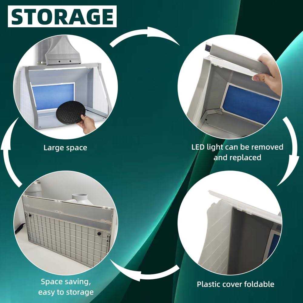 T Togush Professional Airbrush Spray Booth with 3 Led Light Turn Table Large Capacity Portable Paint Spray Booth for Cake Hobby Model Airplane - Image 4