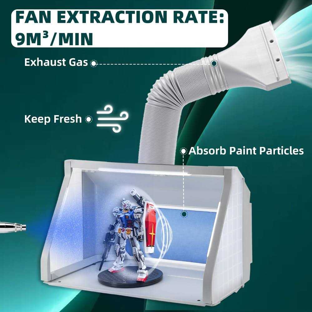 T Togush Professional Airbrush Spray Booth with 3 Led Light Turn Table Large Capacity Portable Paint Spray Booth for Cake Hobby Model Airplane - Image 5
