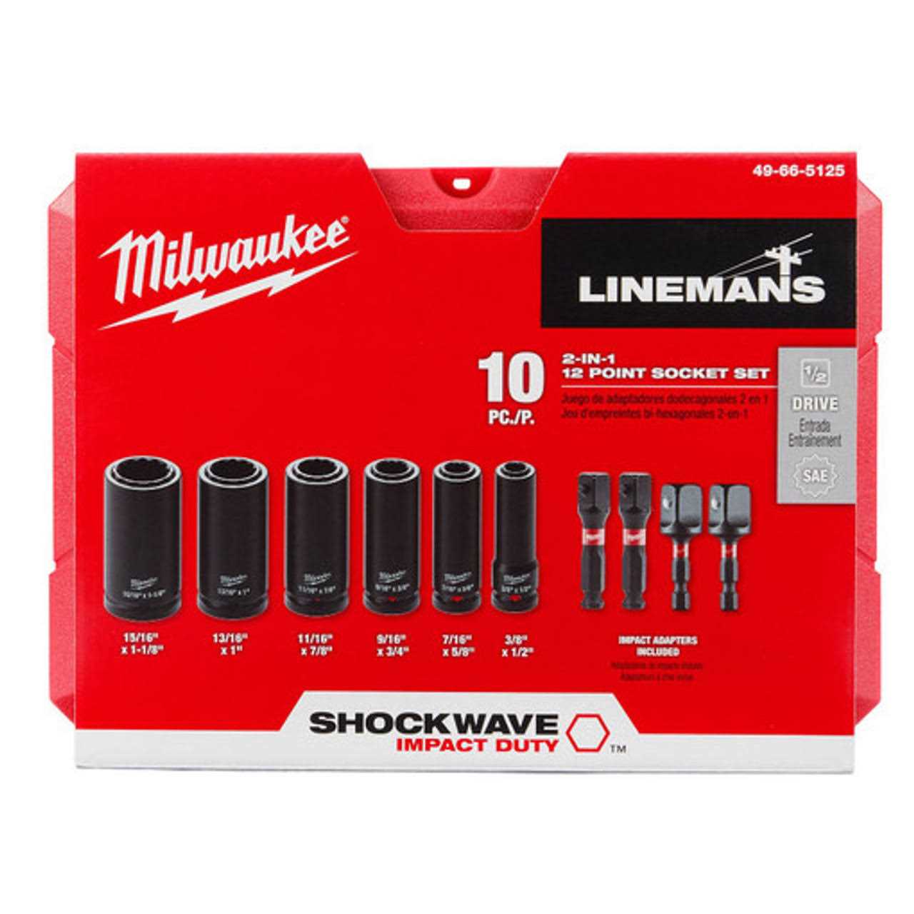 Milwaukee 49-66-5125 Shockwave Lineman's 10PC 2 in 1 12PT Socket Set - Image 3