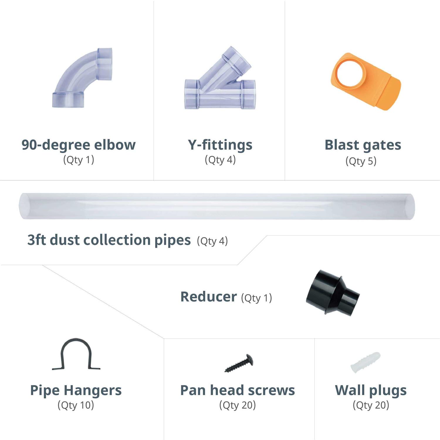 POWERTEC 70304 2-1/2 inch Dust Collection Fittings Network w/ Reducer - Image 5