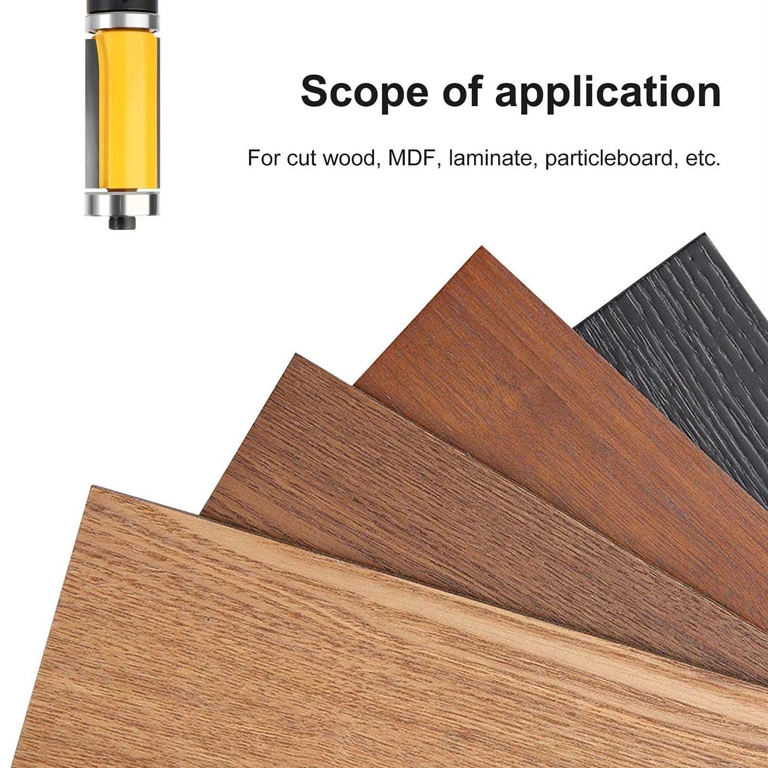 MEIGGTOOL Flush Trim Top and Bottom Bearing Router Bit 1/2-Inch Shank - Image 3
