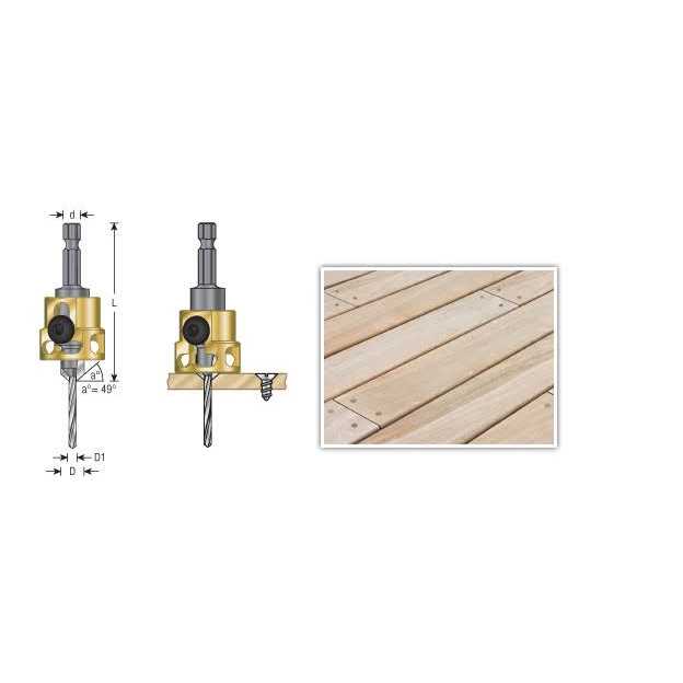 Amana 55239 Carbide Tipped Adjustable Countersink w/Depth-Stop 3/8 D x 49 Degree - Image 3