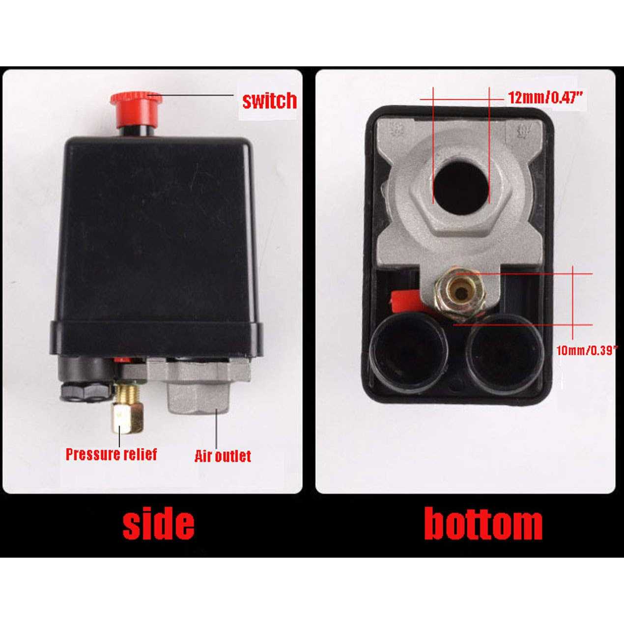 Lheng 90-120 PSI Single Hole Pressure Switch Bracket Pressure Gauge Safety Bama Valve Control Valve Regulator - Image 4