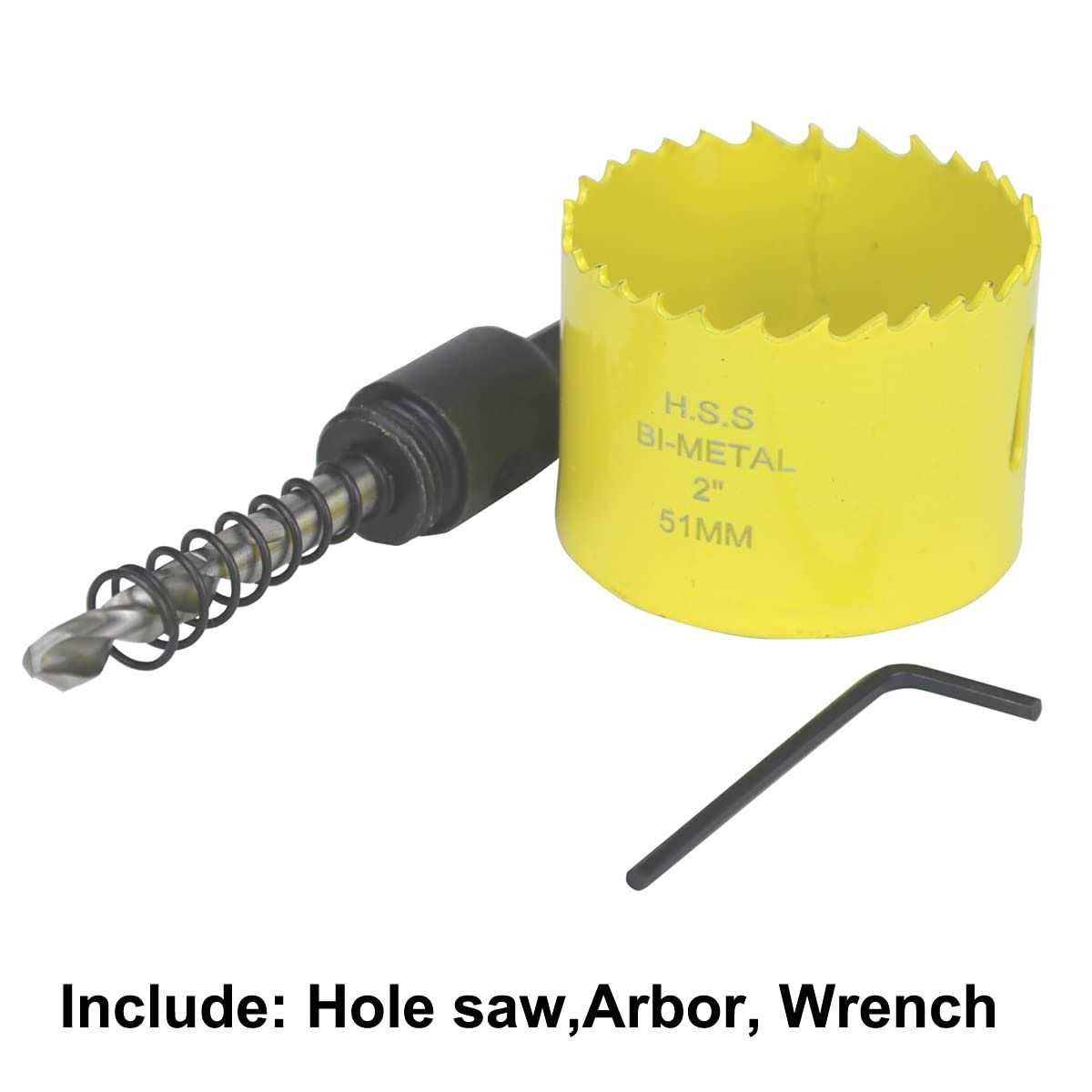 JIECHENG 51mm 2 inch Hole Saw,HSS Bi-Metal Hole Cutter with Arbor Mandrel for Cutting Steel,Aluminium,Brass,Copper,Zinc,Tin,Wood - Image 2