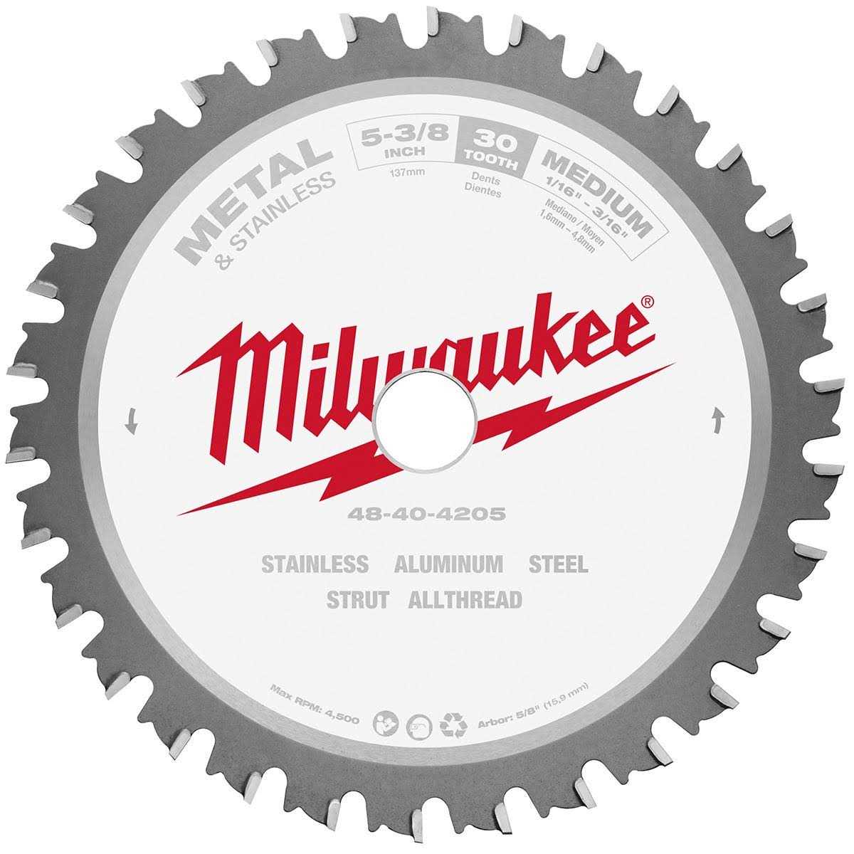 Milwaukee 48-40-4205 5-3/8 Metal Cutting Circular Saw Blade 5/8 Arbor