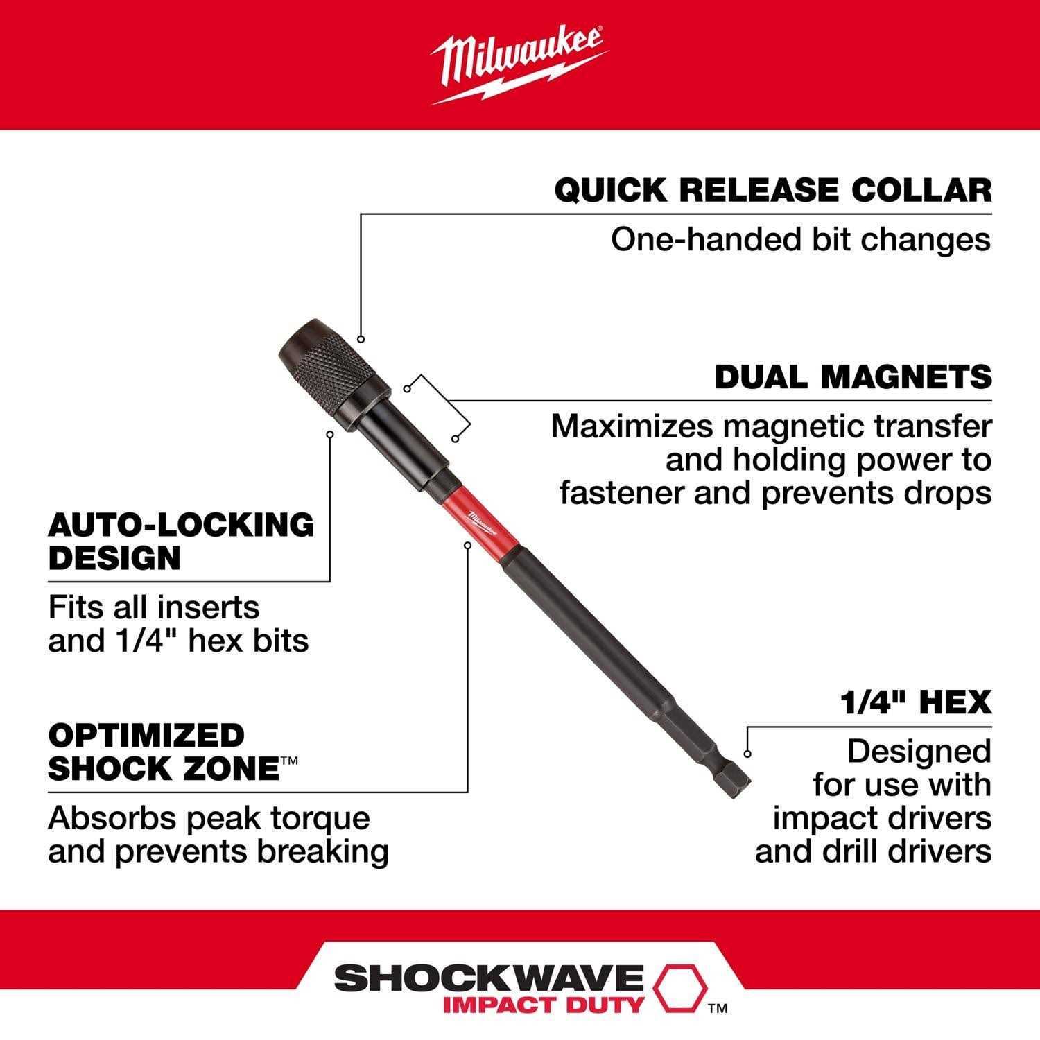 Milwaukee SHOCKWAVE Impact Locking Bit Holder 48-32-4533 - Image 3
