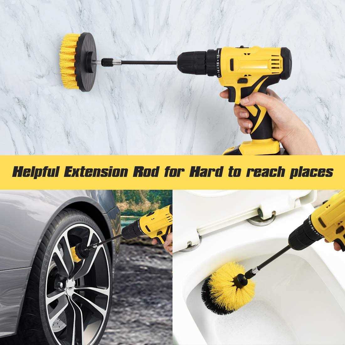 Shieldpro Drill Brush Attachment Set,Power Cleaning Scrub Brush,All Purpose Drill Brushes with Extend Long Attachment for Bathroom and Kitchen - Image 4