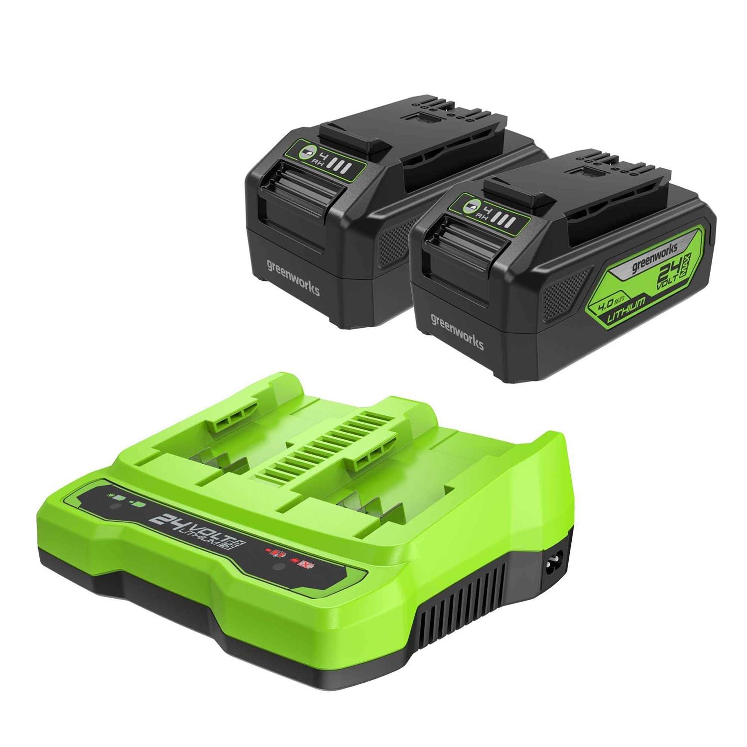 Greenworks 24V 4.0Ah USB Battery Starter Kit Dual Port Rapid Charger