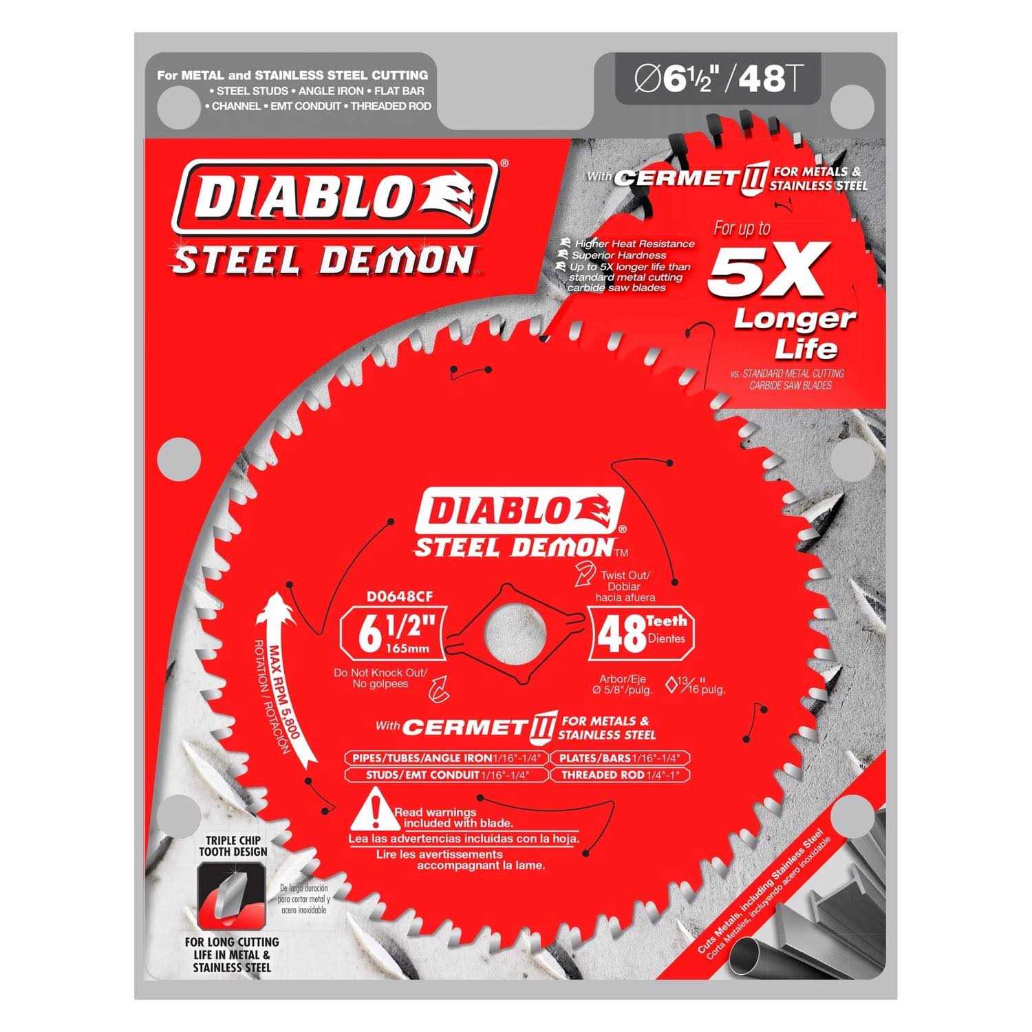 Diablo 6-1/2 in. x 48 Tooth Steel Demon Saw Blade D0648CFX - Image 5