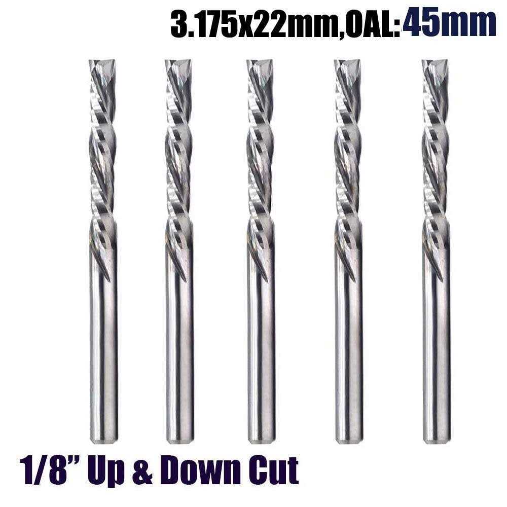 OSCARBIDE Up & Down Cut Squre Nose Carbide End Mills 1/8 Inch Shank CNC Spiral Router Bits - Image 3