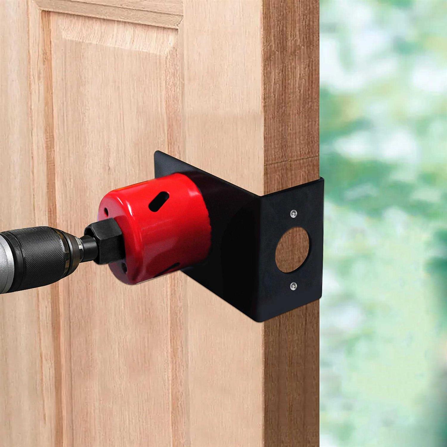 Door Lock Installation Kit,1-3/8 1-3/4 Door Hole Drilling Tool with Guide Template,with 2pcs Door Lock Hole Saw,Door Knob Installation Kit - Image 3