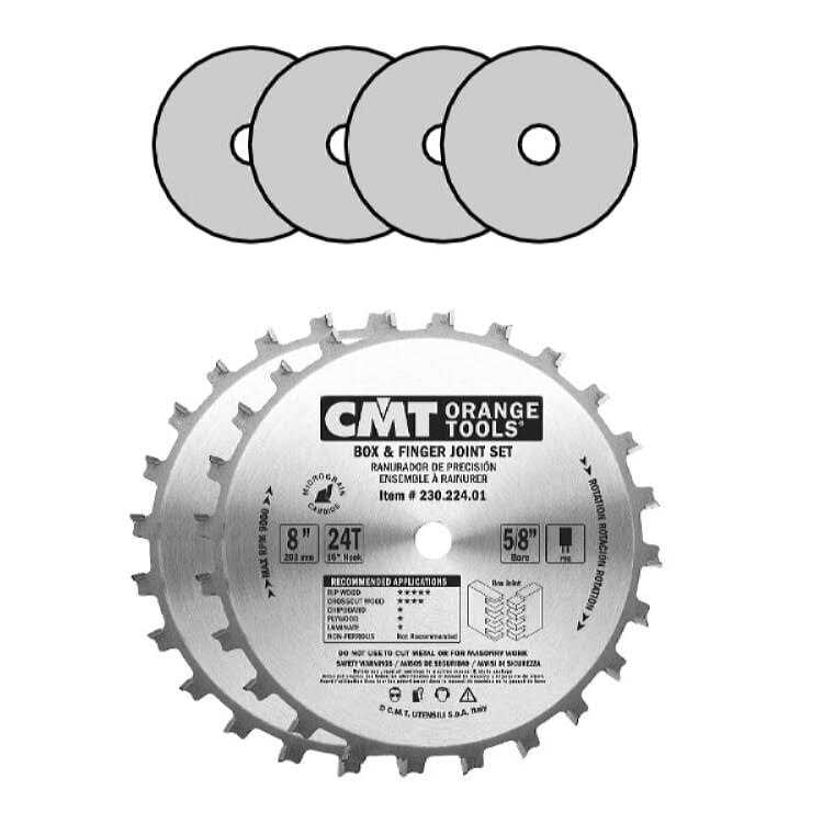 CMT 230.224.01 Blade for Box and Finger Joint Set with 8 x 24 Teeth FTG Grind and 5/8 Bore - Image 3