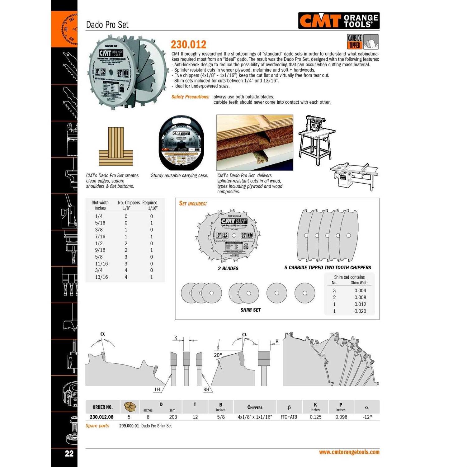CMT 230.224.01 Blade for Box and Finger Joint Set with 8 x 24 Teeth FTG Grind and 5/8 Bore - Image 4