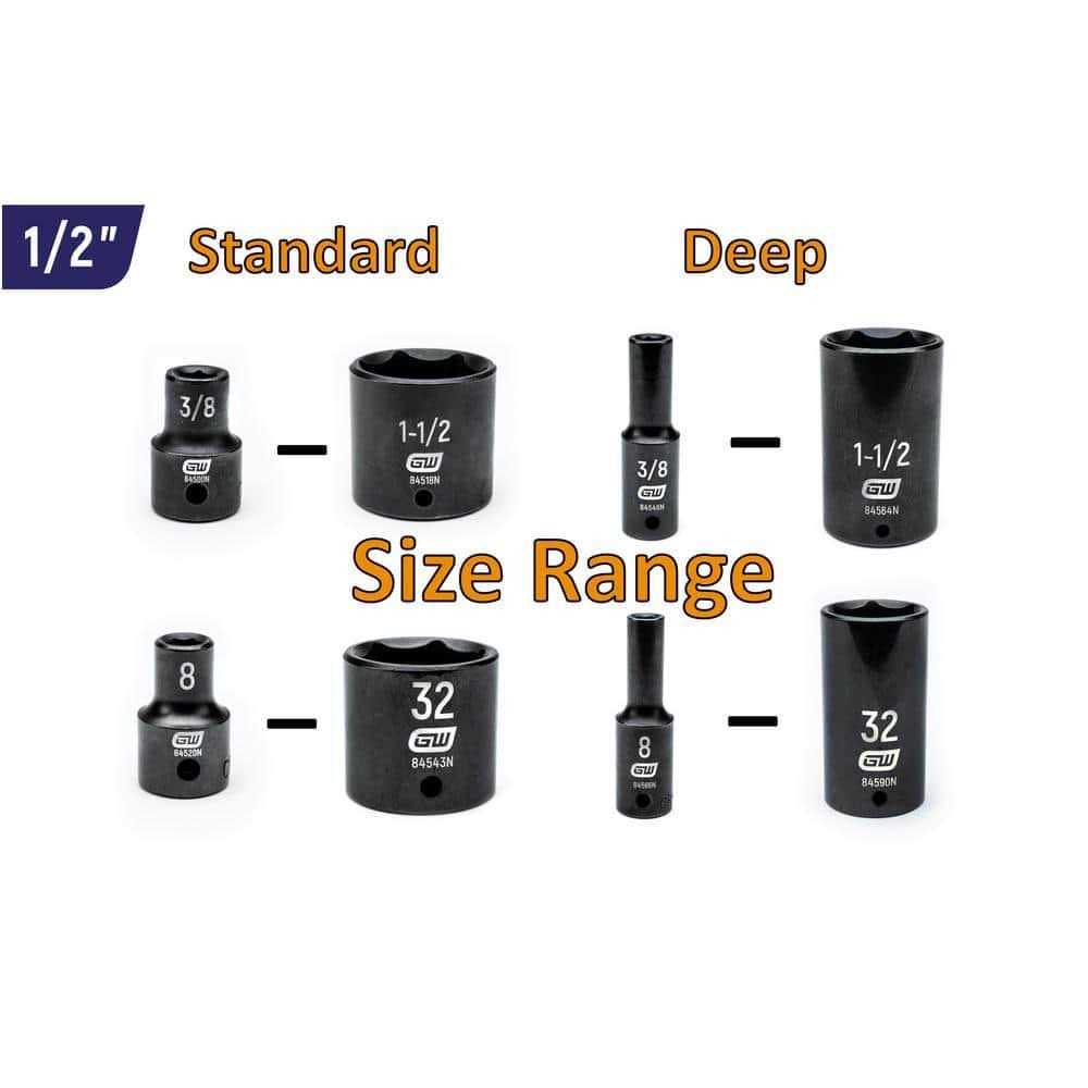 GEARWRENCH 3/8 in. and 1/2 in. Drive 6-Point SAE/Metric Standard & Deep Master Impact Socket Set - Image 5