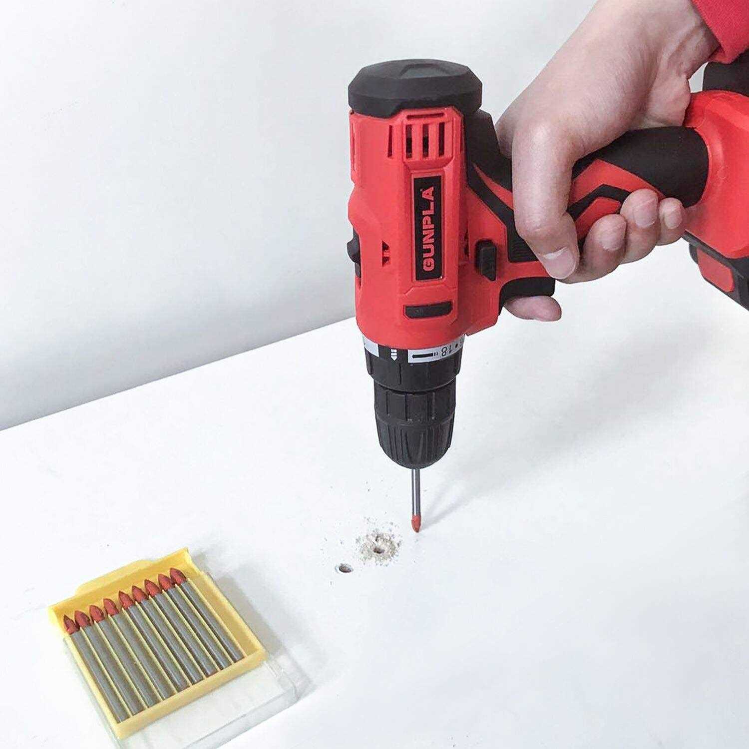 Gunpla 10Pcs Multi-Material Drill Bits Set Cemented Carbide Masonry Drill Bits for Glass Plastic Tile Concrete Brick Wall Wood and Brick Wall - Image 5