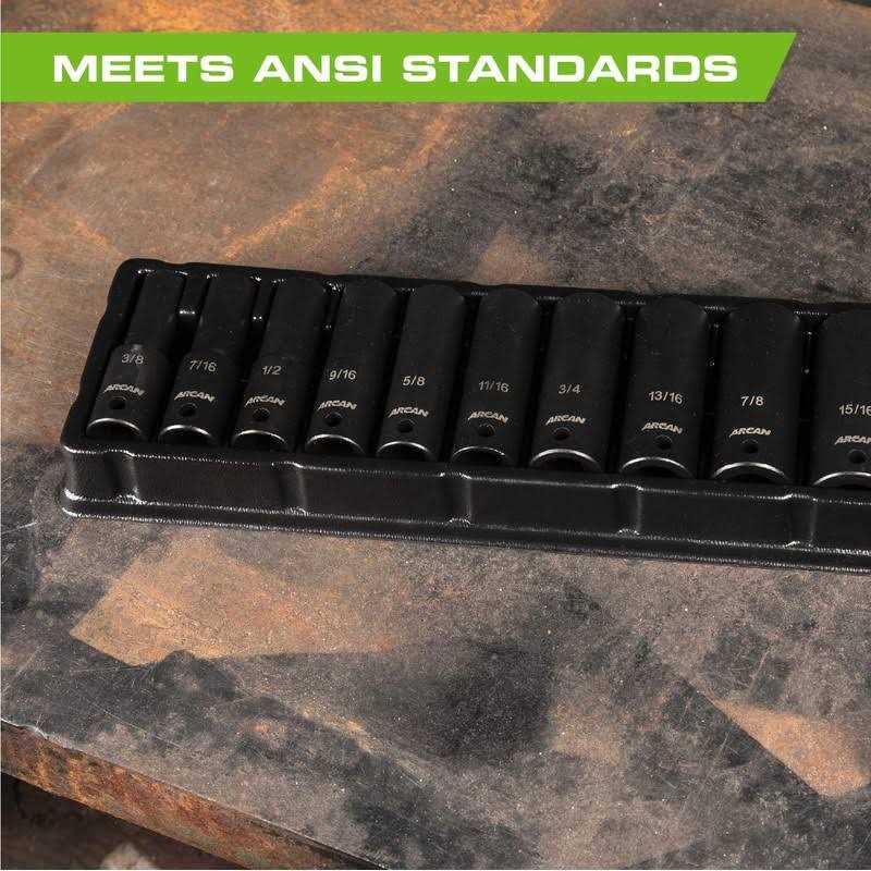 Arcan 1/2 in. Drive Deep SAE Impact Socket Set - Image 5